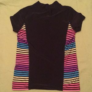 Girls Black and rainbow rash guard